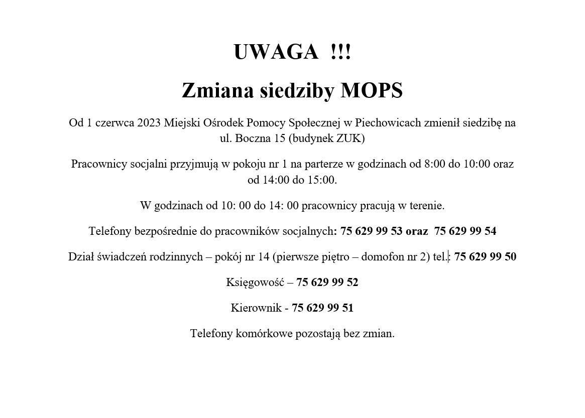 zmiana siedziby MOPS 1 